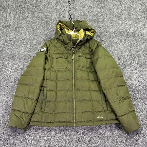 Cabela's Jackets & Blazers - Cabela's Jacket Womens Large Green Down Puffer Hooded Full Zip Outdoor Winter